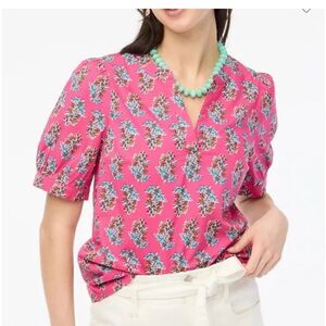J. Crew Printed Short-Sleeve Poplin Top